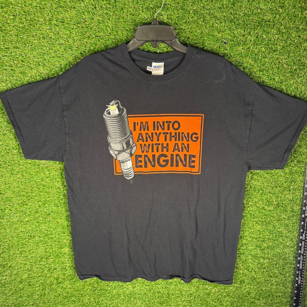 Gildan Mens XL‎ Black AutoLite NASCAR Performance T Shirt Spark Plug Engine